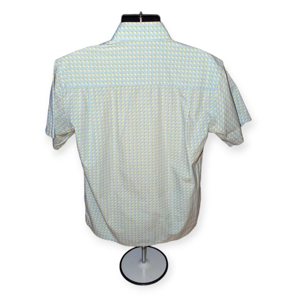 Modern Images Silk Men's Medium Blue Tropical Print Button Up Cotton Leisure - Picture 3 of 5